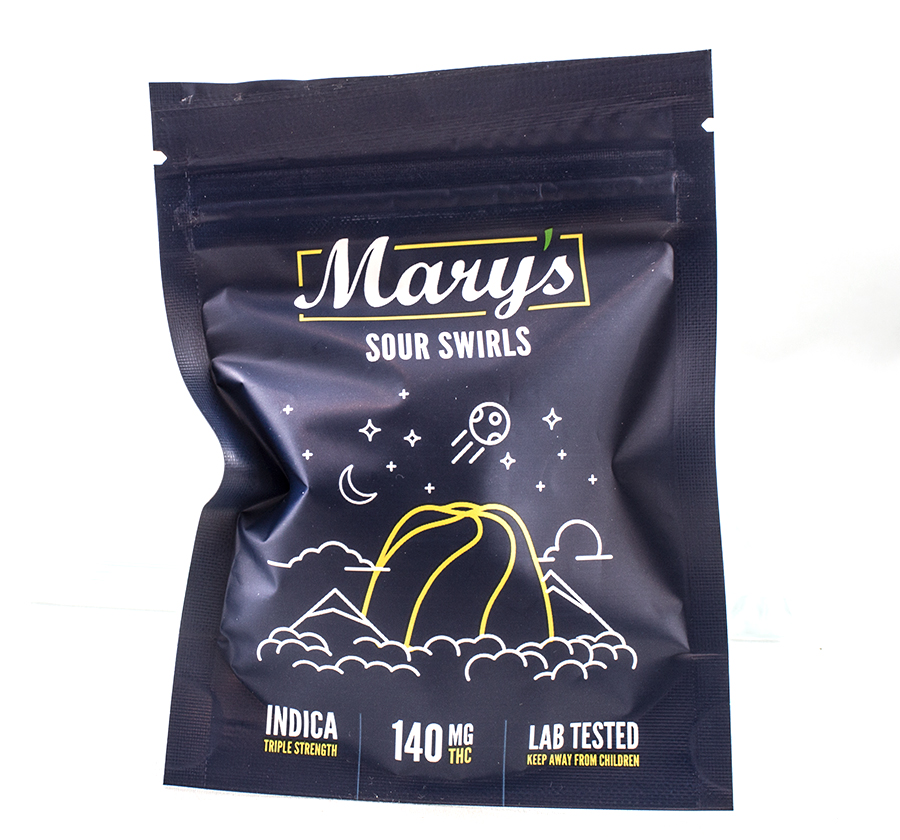 Marys 140mg  THC Indica Sour Swirls